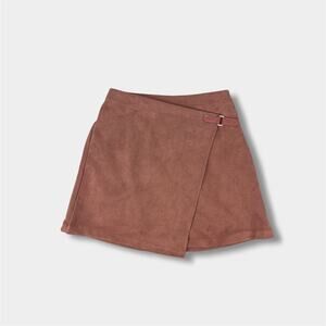 Happily Grey Kids Faux Brown Suede Wrap Skirt M 7/8